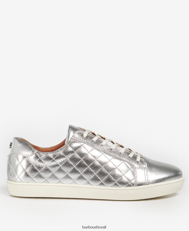 calçados Barbour treinadores cosmo couro metálico prateado mulheres NH44422131