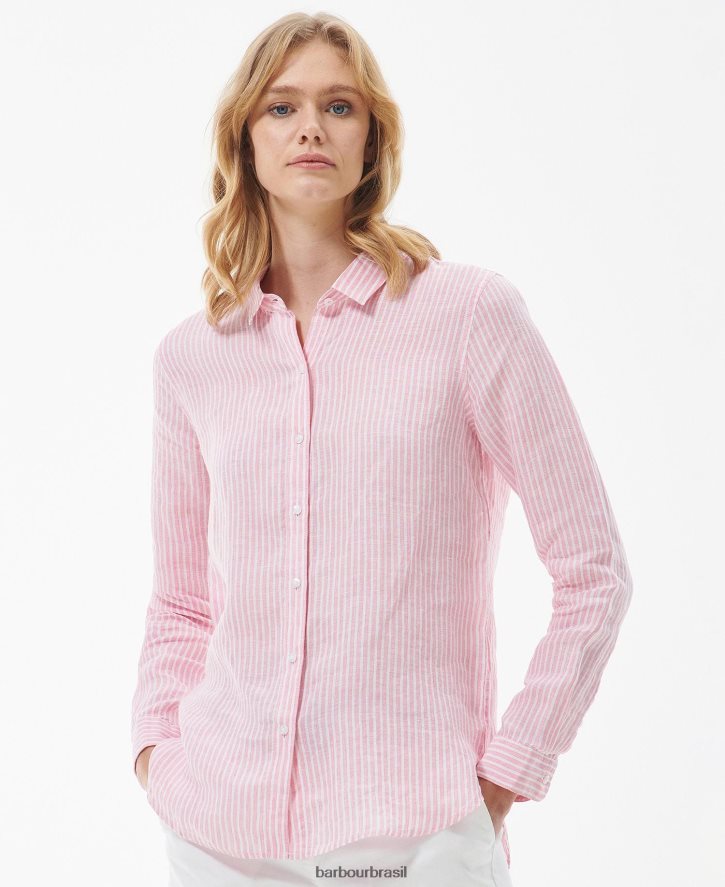 roupas Barbour camisa marinha faixa de hibisco mulheres NH44421585