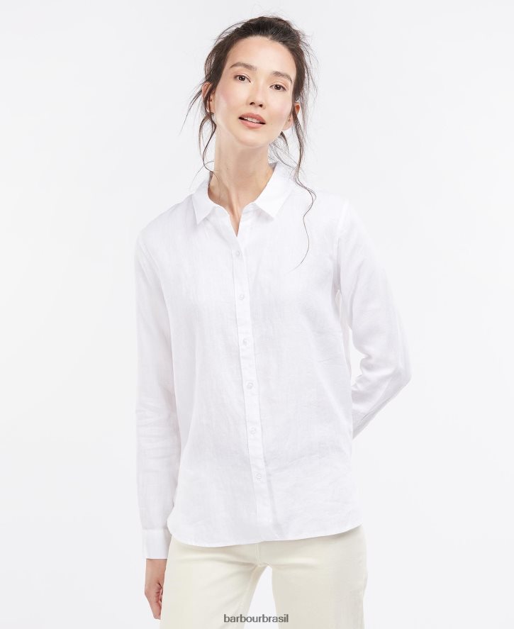 roupas Barbour camisa marinha marinho/branco mulheres NH44421586