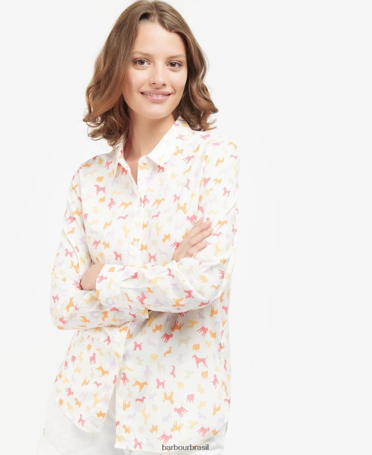 roupas Barbour camisa safári impressão de nuvem/multi cão mulheres NH44421598