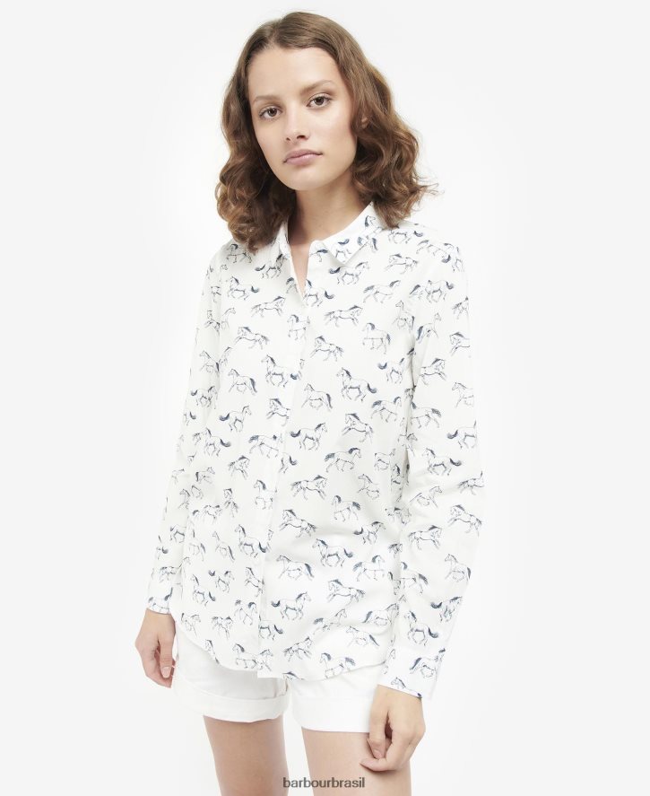 roupas Barbour camisa safári impressão de nuvem/multi cão mulheres NH44421607