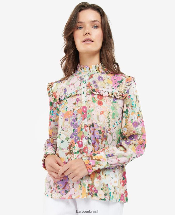 roupas Barbour x House of Hackney camisa balcome primavera de malvas-rosa mulheres NH44421635