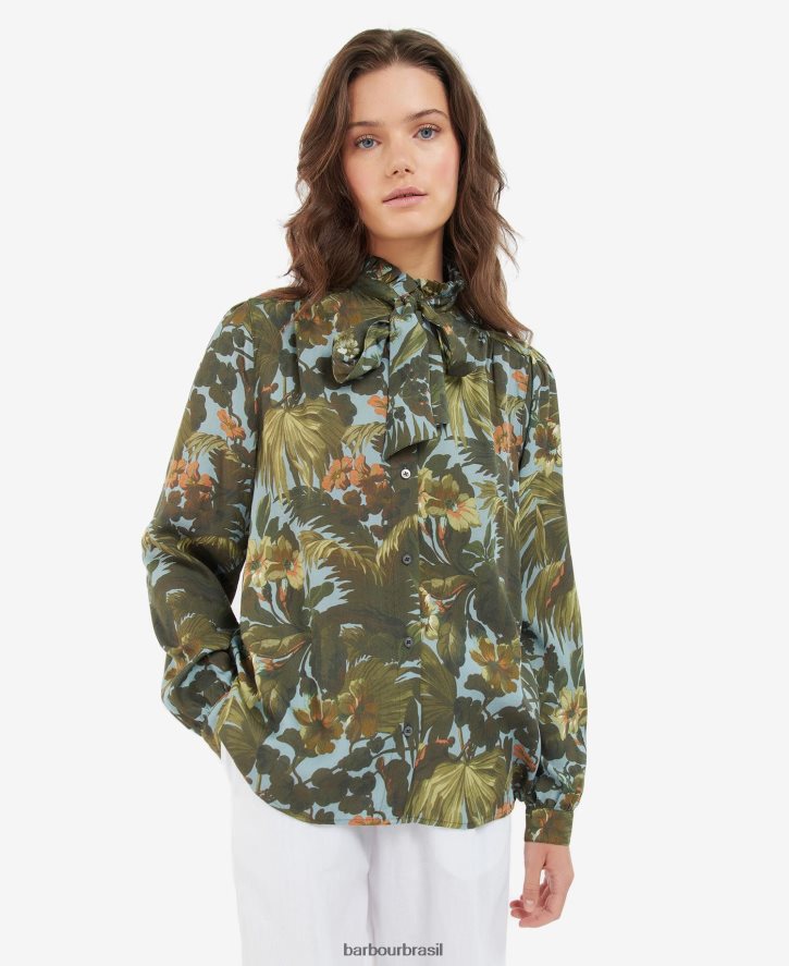roupas Barbour x House of Hackney camisa boêmia limerência/céu mulheres NH44421640
