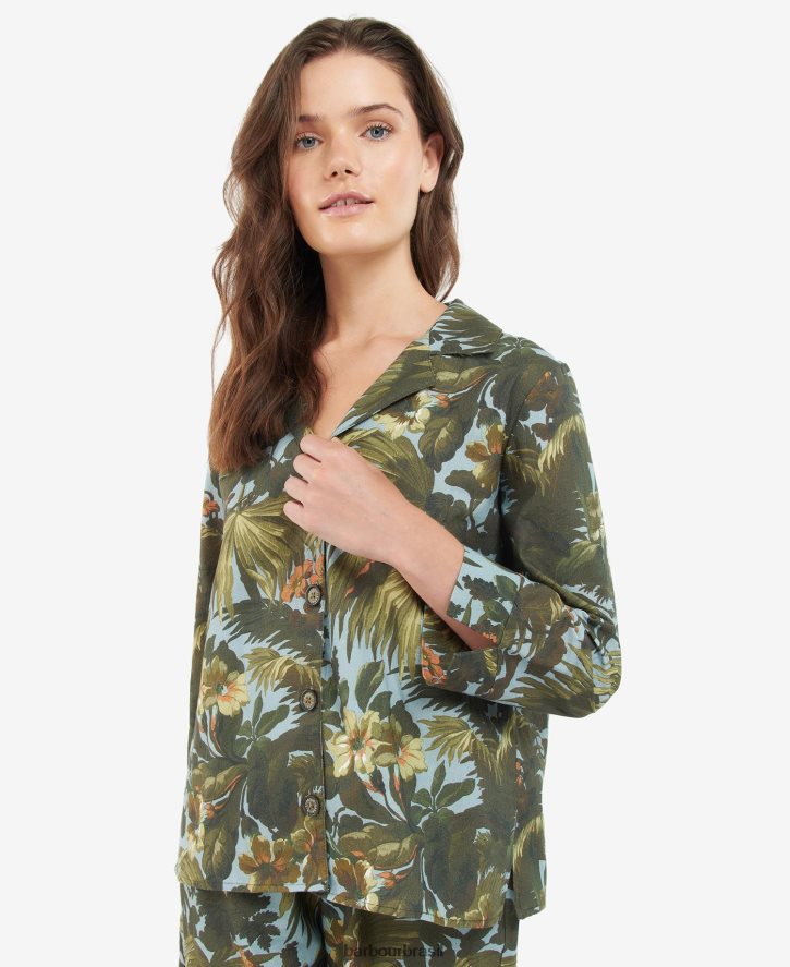 roupas Barbour x House of Hackney camisa lauriston coordenada limerência/céu mulheres NH44421605