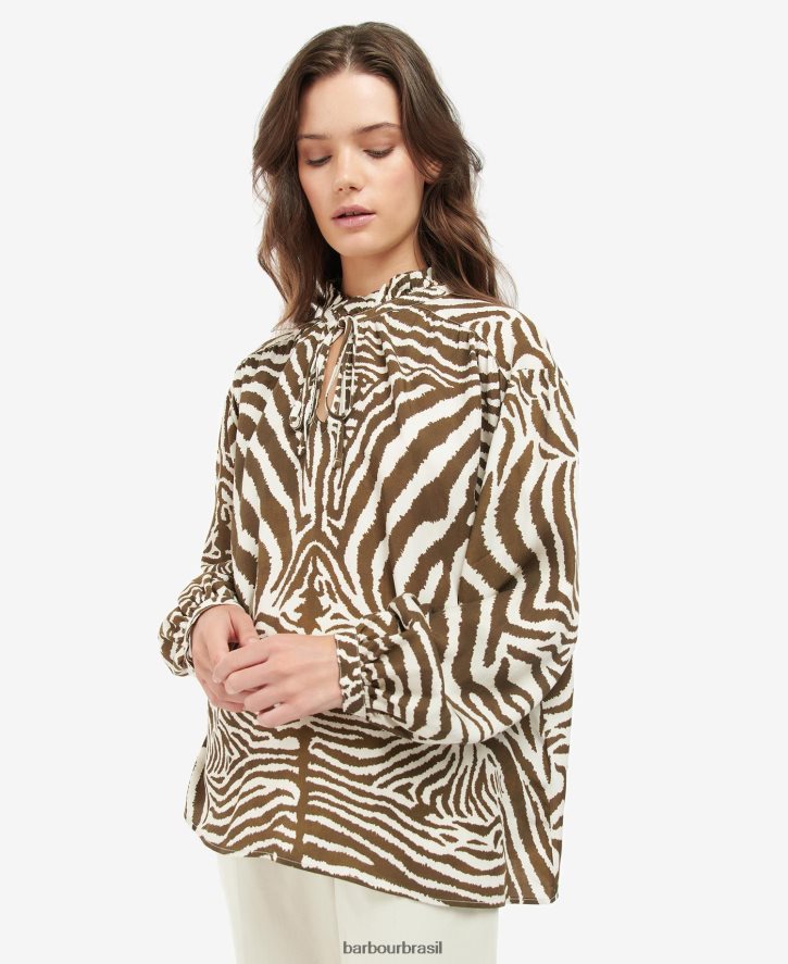 roupas Barbour x House of Hackney camisa martello equus cacau mulheres NH44421615