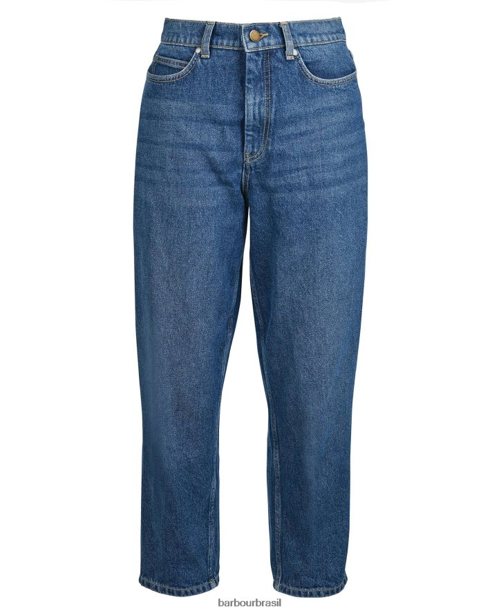 roupas Barbour jeans de cintura alta moorland lavagem original mulheres NH44421785