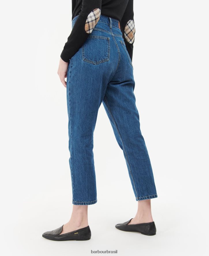 roupas Barbour jeans de cintura alta moorland lavagem original mulheres NH44421785