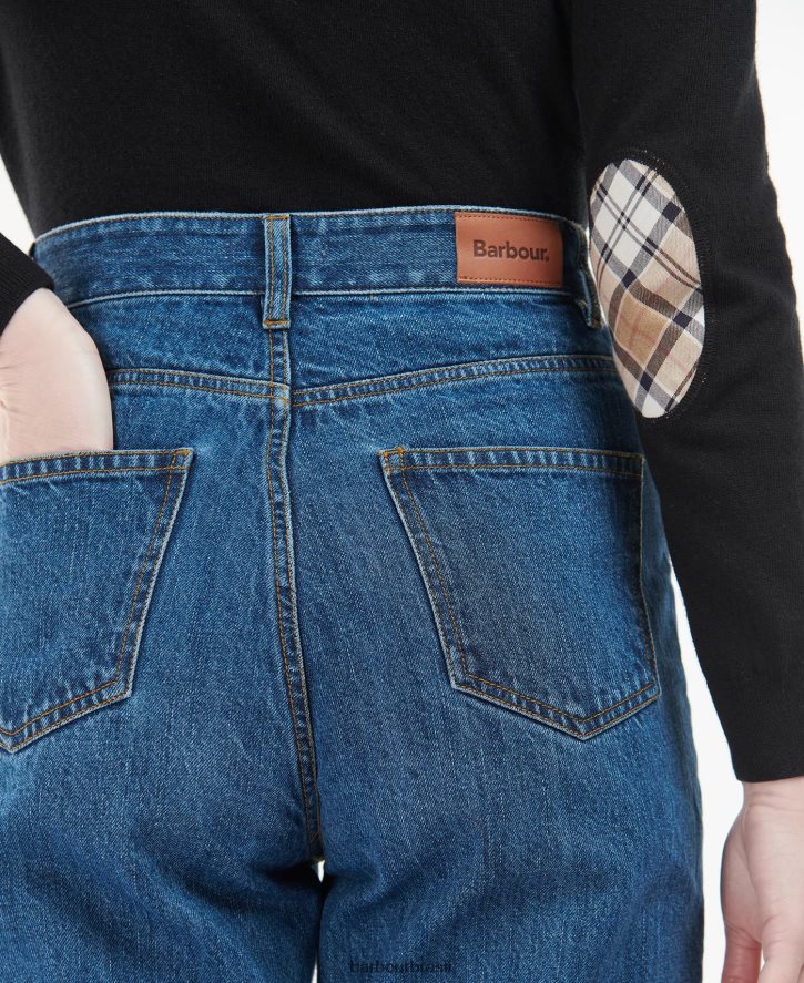 roupas Barbour jeans de cintura alta moorland lavagem original mulheres NH44421785