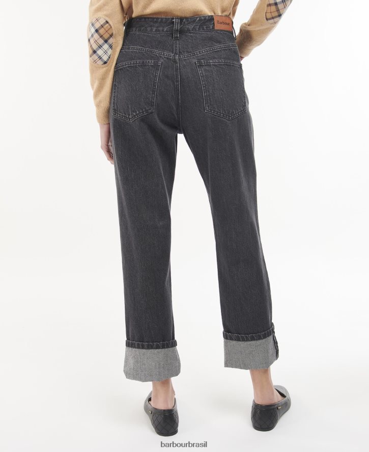 roupas Barbour jeans de cintura alta moorland lavagem original mulheres NH44421801