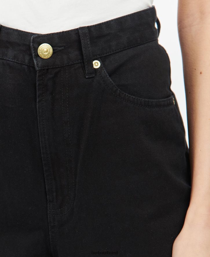 roupas Barbour jeans garcia cintura alta preto mulheres NH44421798