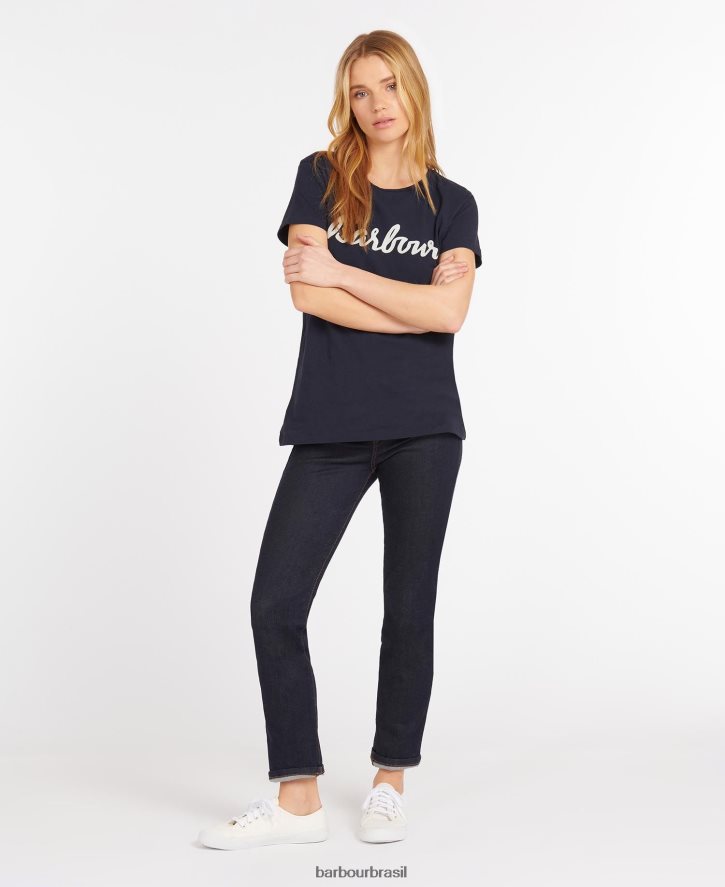 roupas Barbour jeans slim essencial azul desgastado mulheres NH44421804