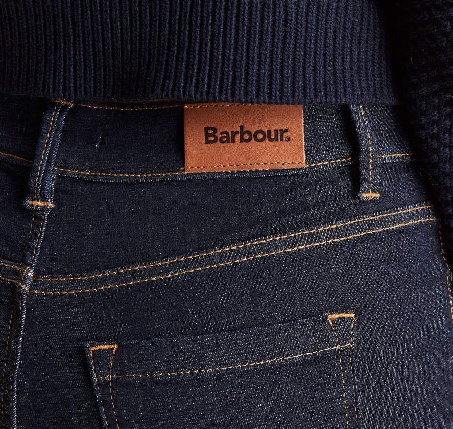 roupas Barbour jeans slim essencial azul desgastado mulheres NH44421804