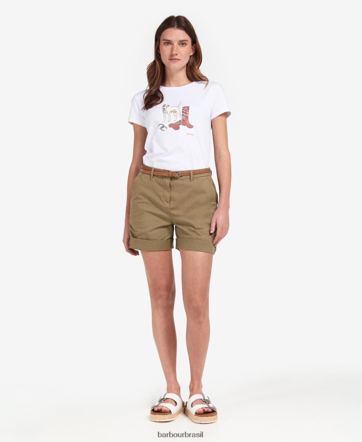 roupas Barbour short chino branco clássico mulheres NH44421764