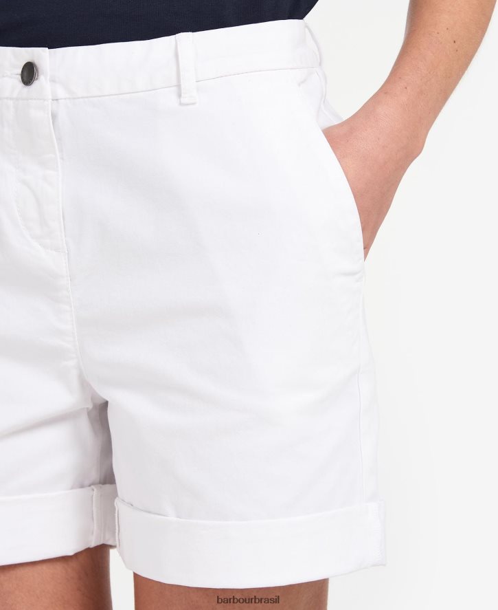 roupas Barbour short chino branco clássico mulheres NH44421786