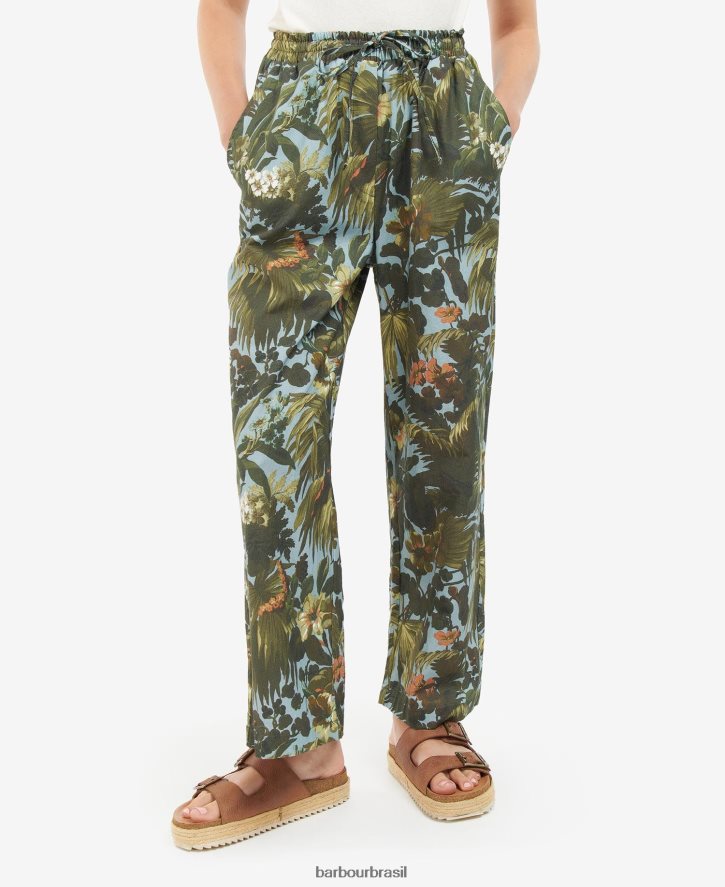 roupas Barbour x House of Hackney calça lauriston coord limerência/céu mulheres NH44421763