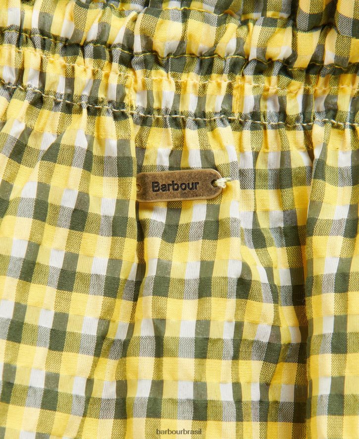roupas Barbour addison top cheque amarelo nascer do sol mulheres NH44421623
