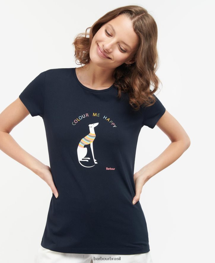 roupas Barbour camiseta bowland branco clássico mulheres NH44421737