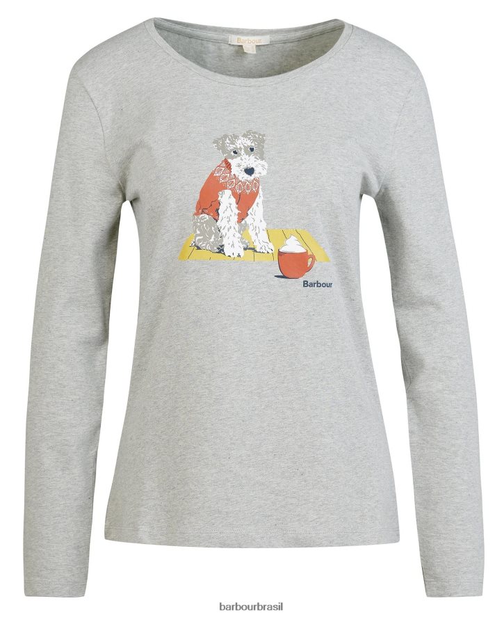 roupas Barbour camiseta campo de feira lt grey marl mulheres NH44421745