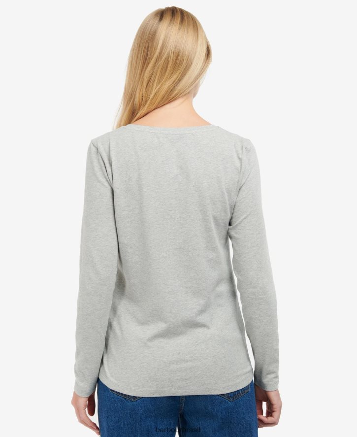 roupas Barbour camiseta campo de feira lt grey marl mulheres NH44421745
