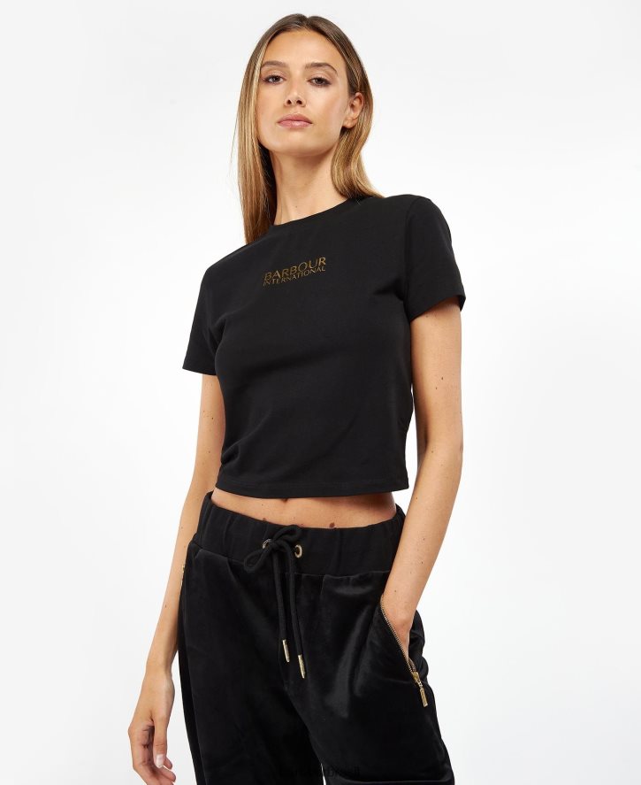 roupas Barbour camiseta claremont preto clássico mulheres NH44421760