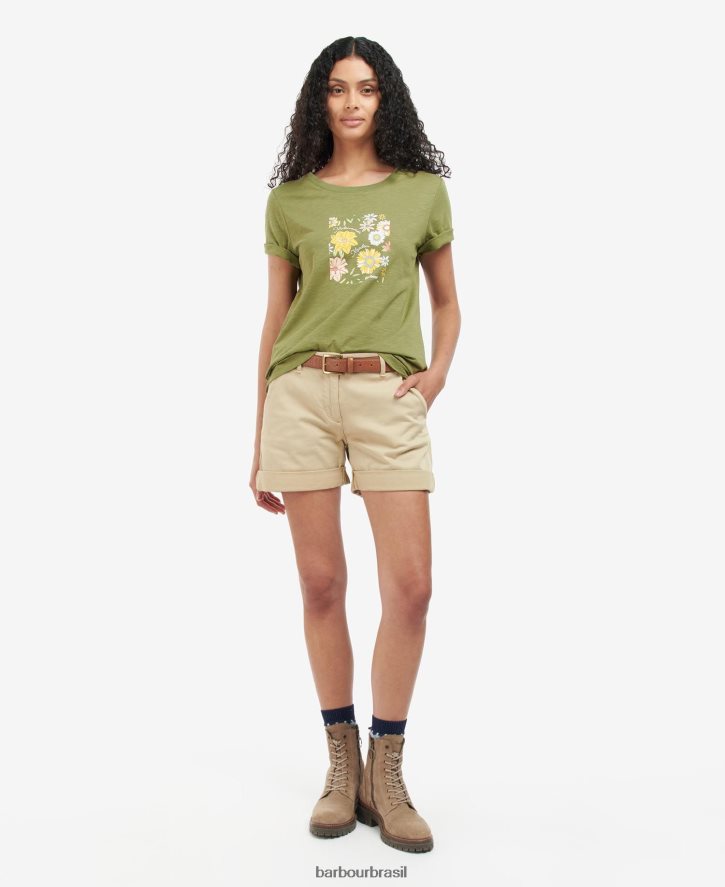 roupas Barbour camiseta coralina Soro de leite coalhado mulheres NH44421667