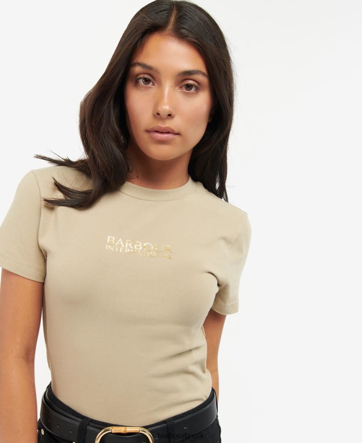 roupas Barbour camiseta cropped reinado preto clássico mulheres NH44421691