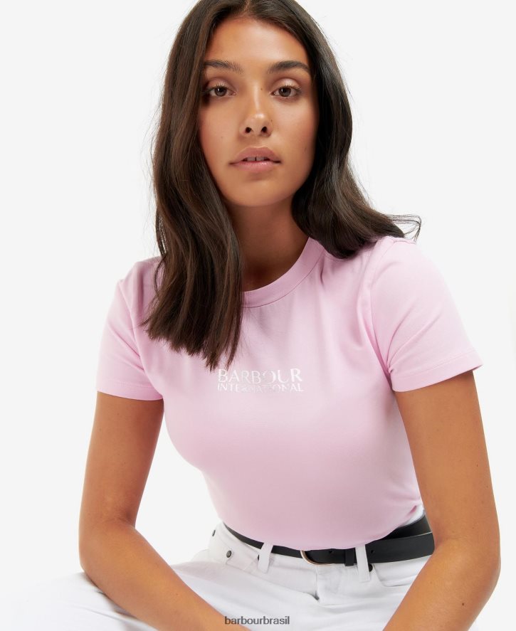 roupas Barbour camiseta cropped reinado preto clássico mulheres NH44421718