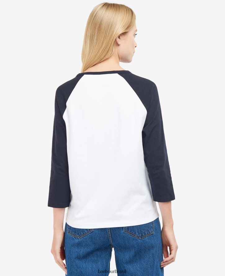 roupas Barbour camiseta de northumberland ponche branco/rosa mulheres NH44421663