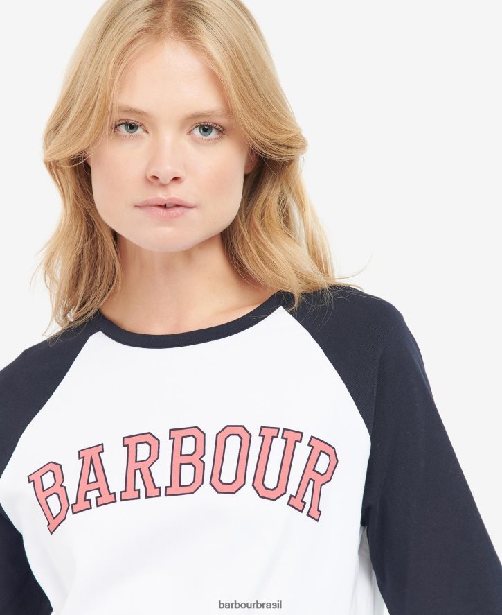 roupas Barbour camiseta de northumberland ponche branco/rosa mulheres NH44421663
