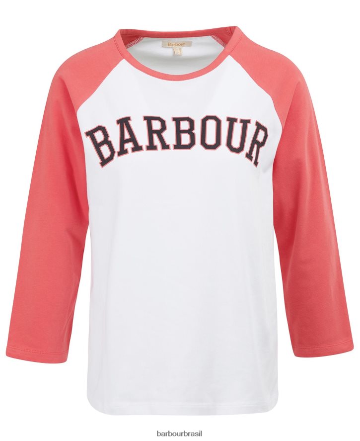roupas Barbour camiseta de northumberland ponche branco/rosa mulheres NH44421733