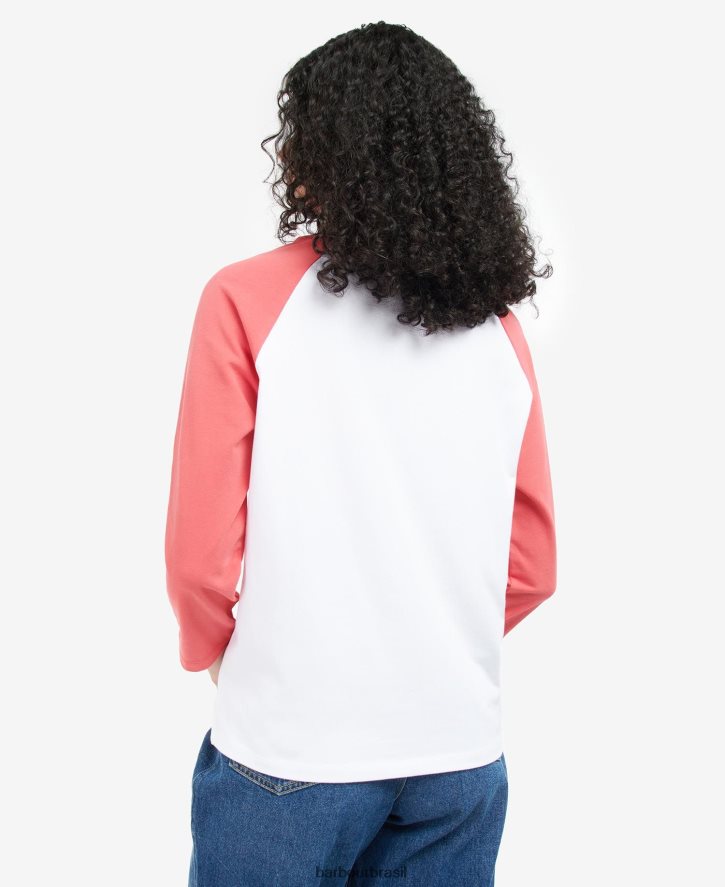 roupas Barbour camiseta de northumberland ponche branco/rosa mulheres NH44421733
