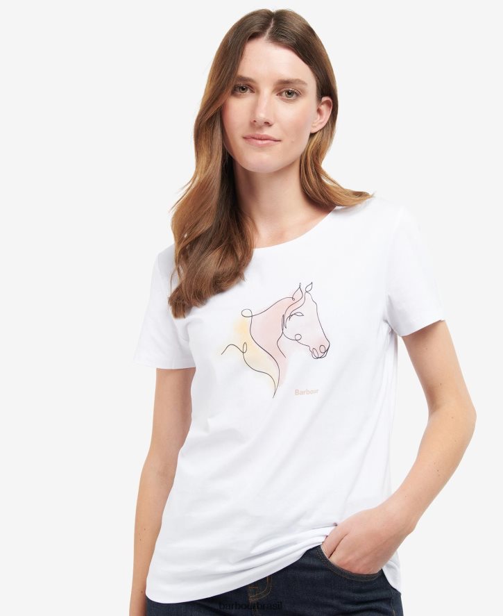 roupas Barbour camiseta de zimbro branco clássico mulheres NH44421673