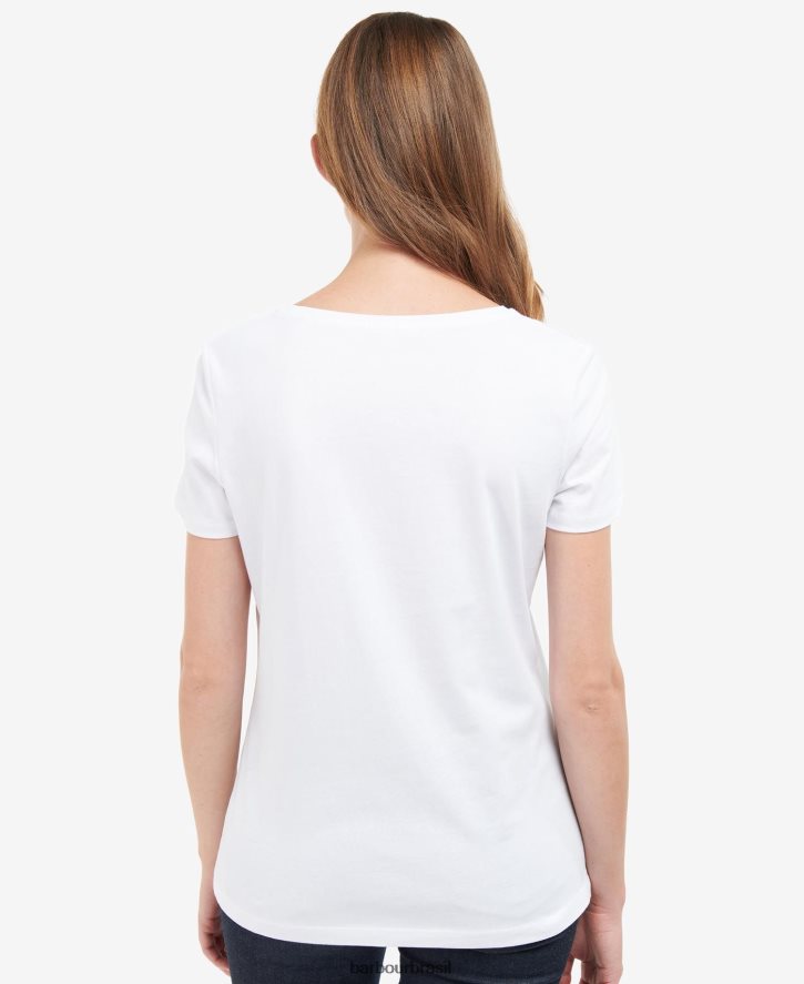 roupas Barbour camiseta de zimbro branco clássico mulheres NH44421673