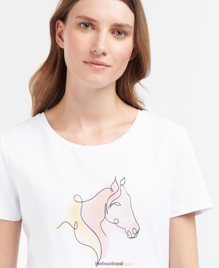 roupas Barbour camiseta de zimbro branco clássico mulheres NH44421673