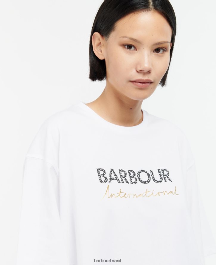 roupas Barbour camiseta do pavilhão branco óptico mulheres NH44421701