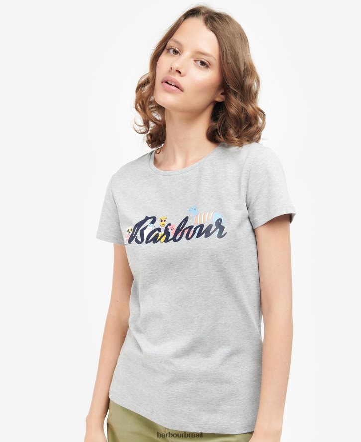 roupas Barbour camiseta do sul marga cinza claro mulheres NH44421734