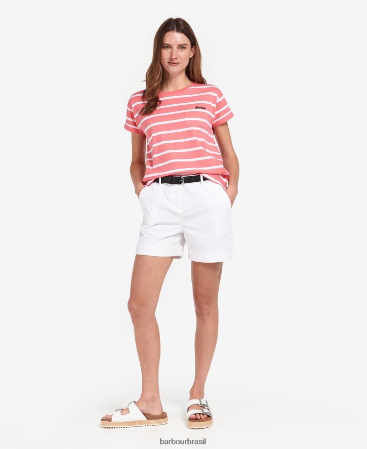 roupas Barbour camiseta listrada otterburn marinho/branco mulheres NH44421736