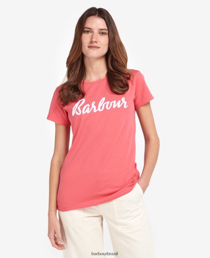 roupas Barbour camiseta otterburn marinho/branco mulheres NH44421670