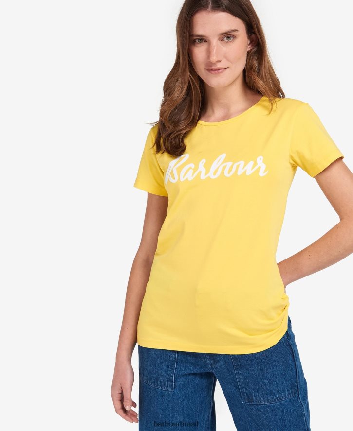 roupas Barbour camiseta otterburn marinho/branco mulheres NH44421696