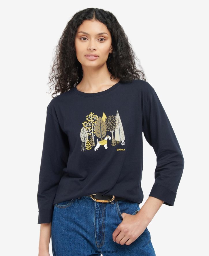 roupas Barbour camiseta queimada marinha mulheres NH44421709