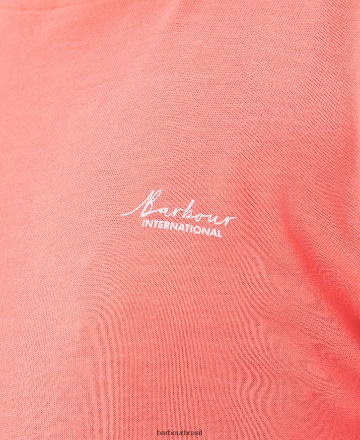 roupas Barbour camiseta sanderson coral atômico mulheres NH44421687