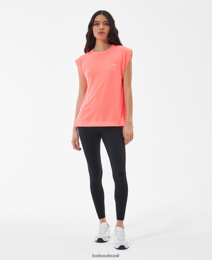 roupas Barbour camiseta sanderson coral atômico mulheres NH44421687
