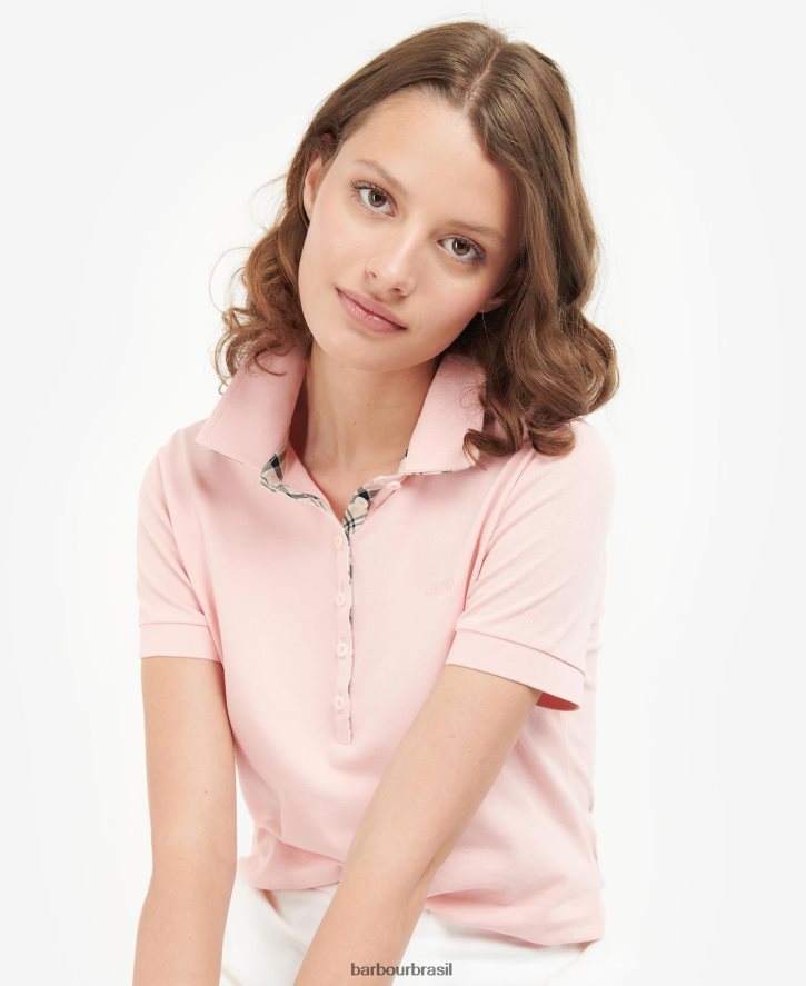 roupas Barbour portas para baixo topo xadrez rosa/índigo mulheres NH44421746