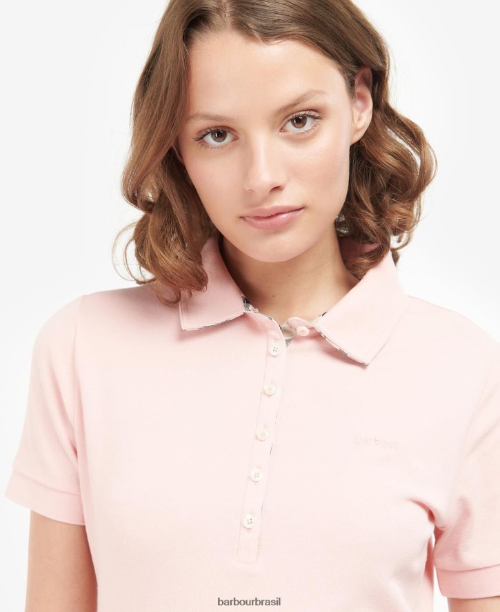 roupas Barbour portas para baixo topo xadrez rosa/índigo mulheres NH44421746