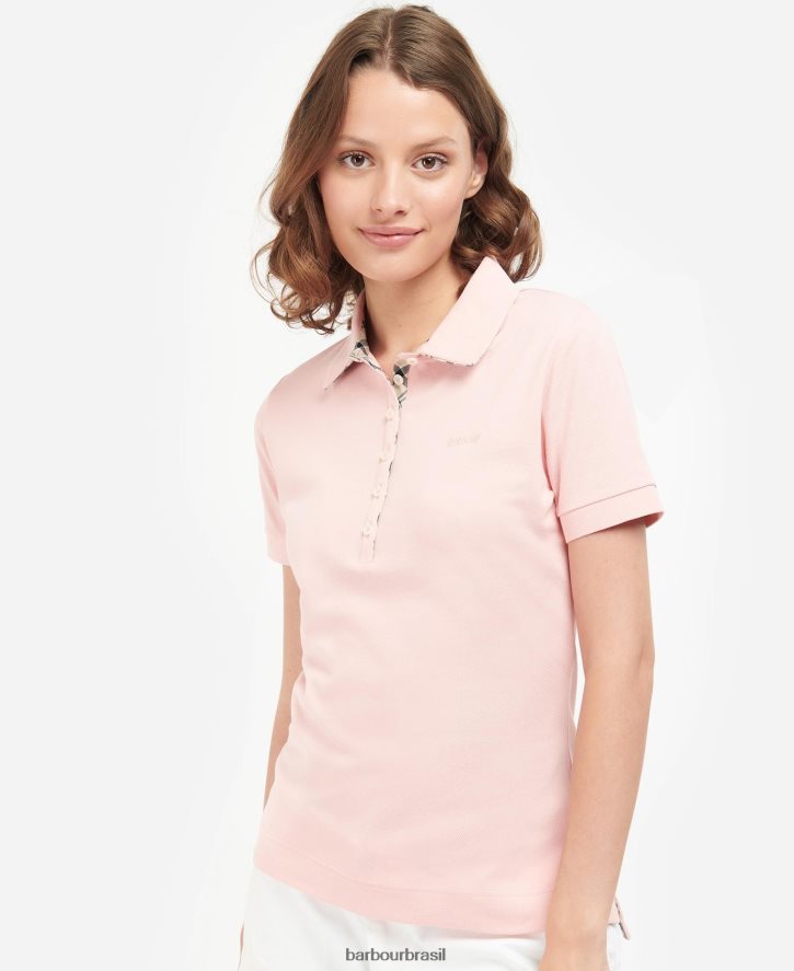 roupas Barbour portas para baixo topo xadrez rosa/índigo mulheres NH44421746