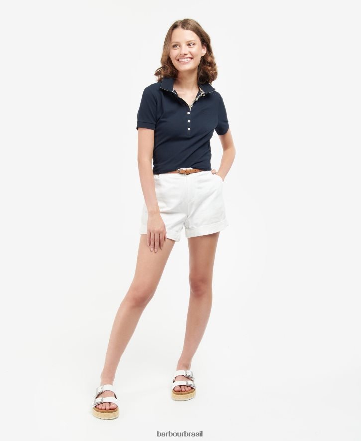 roupas Barbour portas para baixo topo xadrez rosa/índigo mulheres NH44421757