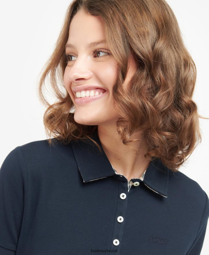 roupas Barbour portas para baixo topo xadrez rosa/índigo mulheres NH44421757
