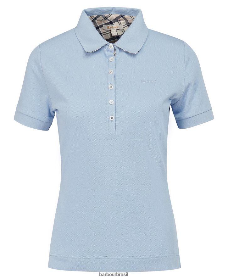 roupas Barbour portas para baixo topo xadrez rosa/índigo mulheres NH44421758
