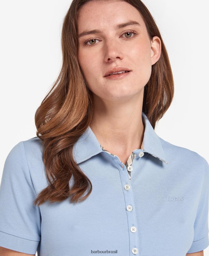 roupas Barbour portas para baixo topo xadrez rosa/índigo mulheres NH44421758