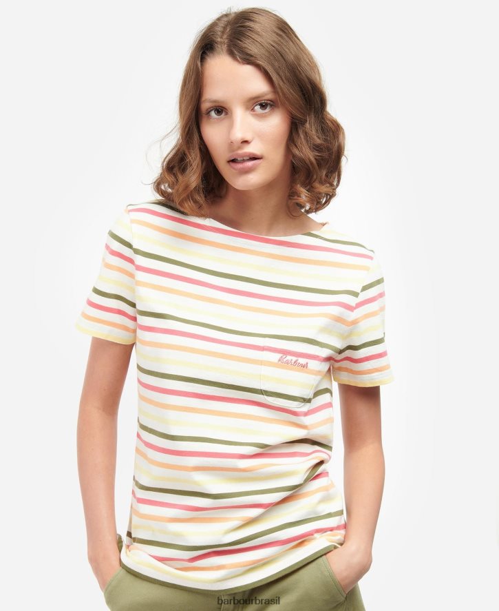 roupas Barbour top bradley manga curta multistripe azul marinho mulheres NH44421755